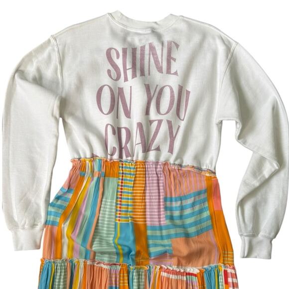 Pink Floyd Graphic Upcycled Long Sleeve Hippie Patchwork Maxi Dress Small - Picture 14 of 14